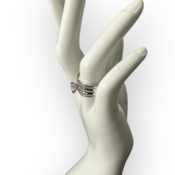 925 Cubic Zirconia Engagement Wedding Ring 2 Piece Set Size 6 NEW in Box - Picture 4 of 6